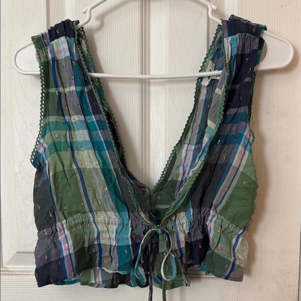 Striped Sleeveless Tie-Front Top